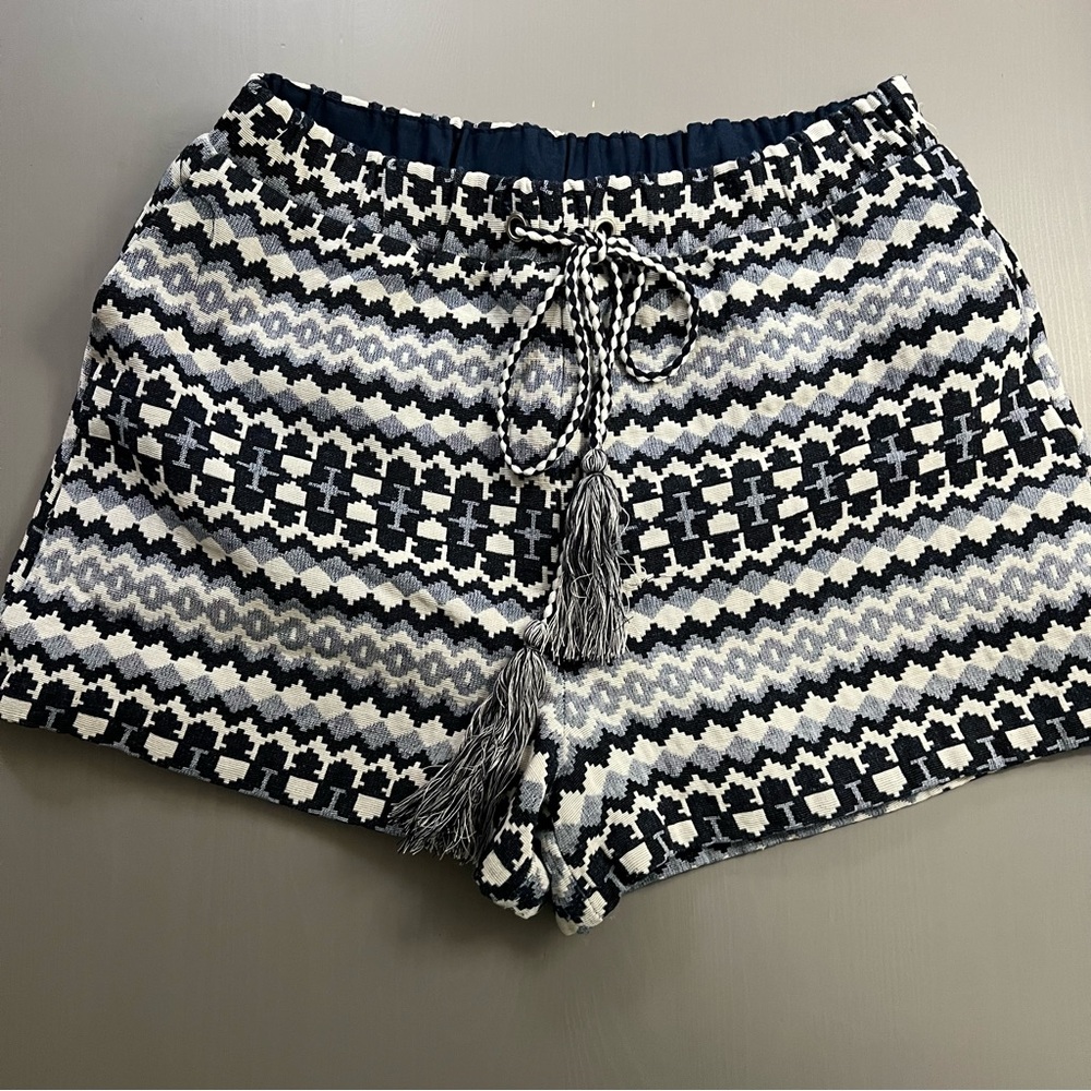 English Factory Blue and White High Waist Shorts, Size M